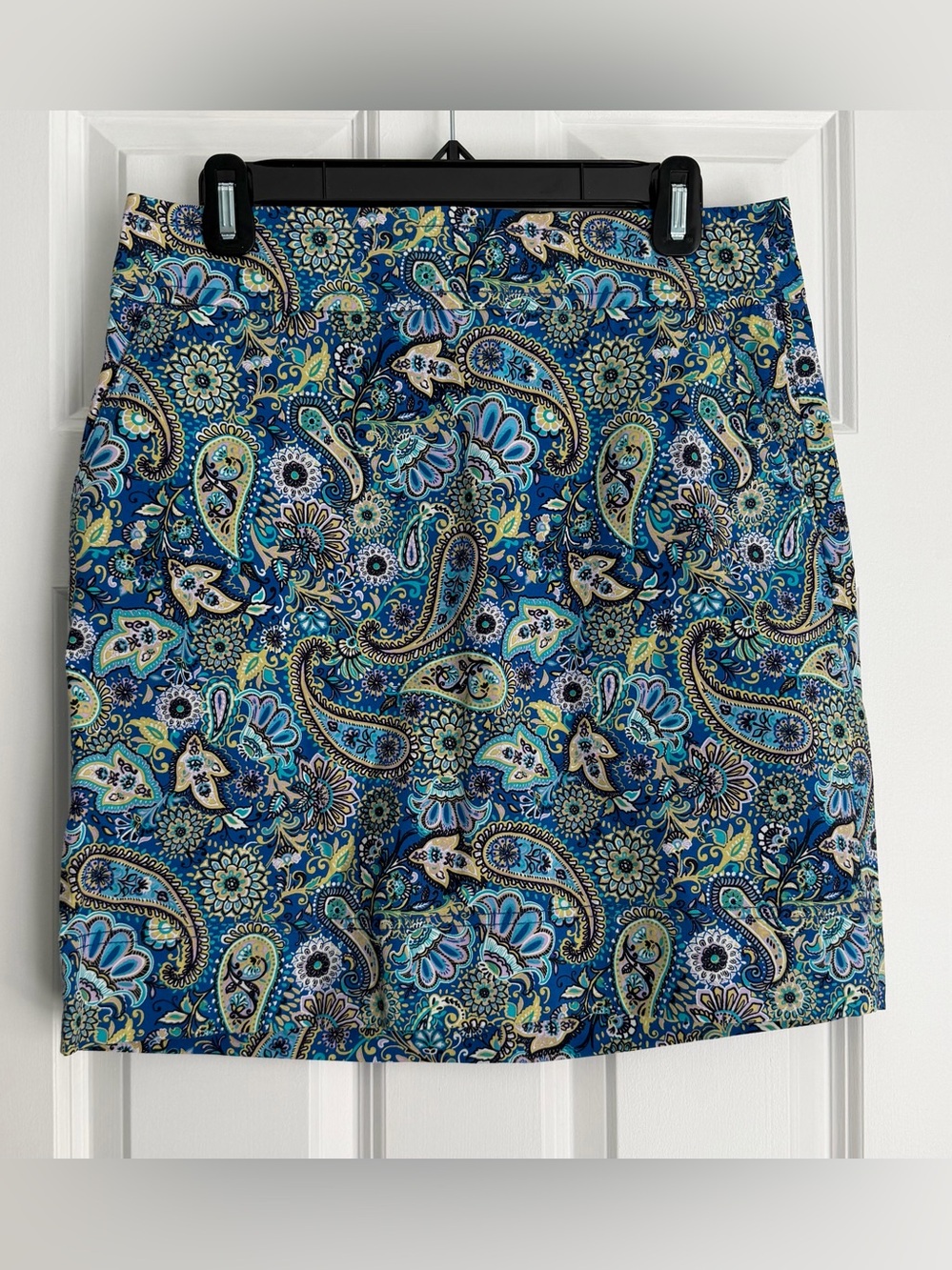 Talbots Blue Paisley Print Mini Skirt Size 6 | Preppy Academia